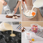 Plastic Measuring Cup,3 Pack 4/2/1 Cup Clear Measuring Cups,Stackable Heat-resistant Cup Set with Handle Grip and Spout for Baking,Powder,Liquid