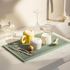 2 Pack Bar Mat, Home Bar Tool Drying Mats, Bar Accessories for The Home Bar Set 18''x12''（Green） for Bars, Outdoor Camping, Bar for Home