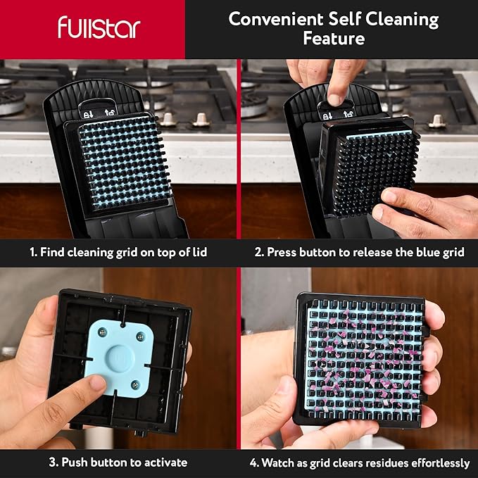 Fullstar Mandoline Slicer for Kitchen - Vegetable Chopper, Onion Potato Food Veggie Fruit Slicer and Cutter with Container, Kitchen Gadgets & Accessories, Home Essentials (All in 1, Black)