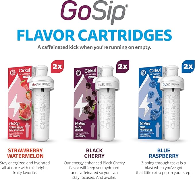 Cirkul 40oz Stainless Steel Insulated Tumbler Bundle in Carbon – Includes Flavor Cartridge Drink Mix Variety Pack, Zero Calories, No Sugar