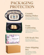 Ceramic Baking Dish Set of 2 – Decorative Polish Pottery Style Casserole Dishes with Handles, Cute Oven-Safe Lasagna Bakeware Gift Set