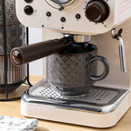 JIEMEI HOME Large Ceramic Coffee Mug Set of 4 with Stand, 15 Oz Stackable Embossment Ribbed Latte Cup Set for Cappuccino, Latte, Tea, Hot Cocoa, Drinks - Dishwasher & Microwave Safe, Dark Purple