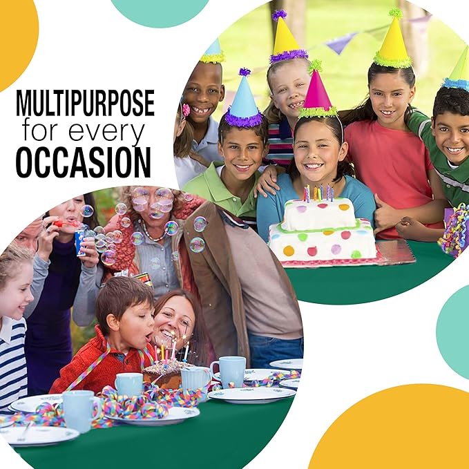 Exquisite Party Solids 54 Inch X 100 Feet Dark Green Plastic Table Cover Roll in A Cut - to - Size Box with Convenient Slide Cutter. Cuts Up to 12 Rectangle 8 Feet Plastic Disposable Tablecloths