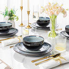 LERATIO Ceramic Dinner Plates Set of 6, 10.5 Inch Handmade Reactive Glaze Porcelain Plates, Coupe Shape Dinnerware Dishes Set for Kitchen,Oven& Microwave & Dishwasher Safe, Scratch Resistant-Gray Blue