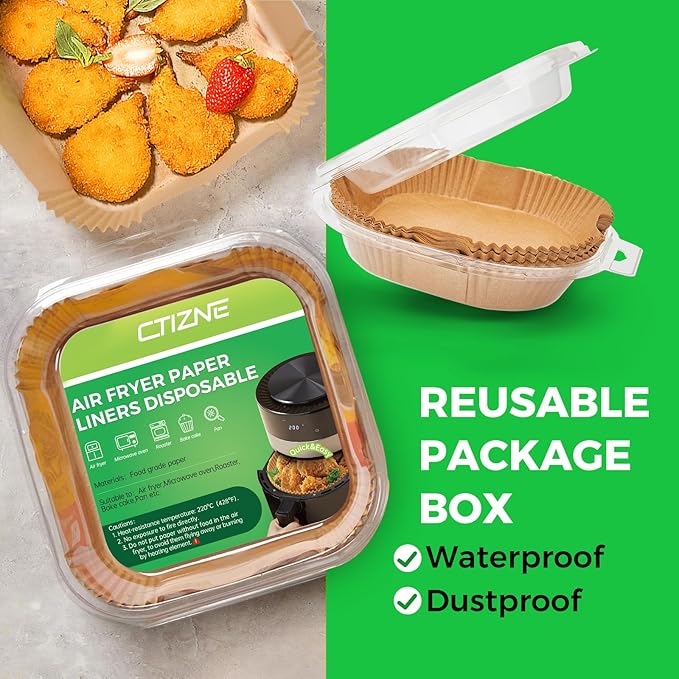 Air Fryer Disposable Paper Liners - 150Pcs 8In Square Parchment Paper Non-Stick Airfryer Basket Liners for Steamer Microwave Oven, Deep Fryer Parts & Accessories