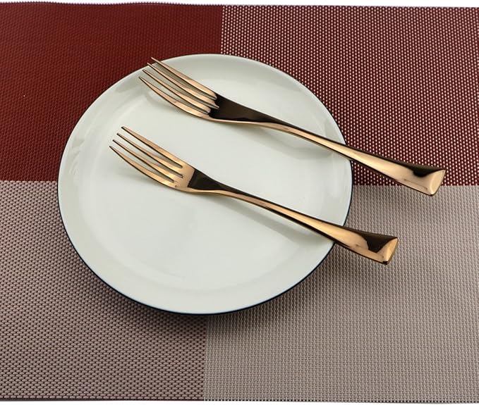 Stainless Steel Mirror Polished Rose Gold Flatware Set , Steak Knife Dinnerware Knife Fork Salad Fork Dessert Spoon 24-piece , Service for 4