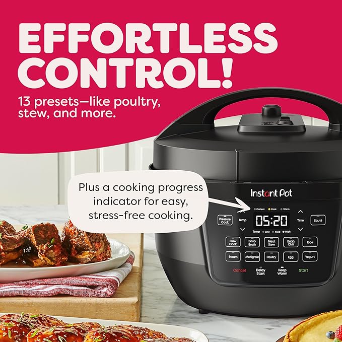 Instant Pot 7.5QT RIO Wide, 7-in-1 Electric Multi-Cooker, Pressure Cooker, Slow Cook, Rice, Steamer, Sauté, Yogurt & Warmer, Wide Base, Large Searing Base, WhisperQuiet Steam Release
