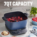 STIRMAX™ Midnight Blue 7.5 Quart Digital Multi-Cooker with Automatic Paddle to Stir and Shred, 9 in 1 programmable presets to Sauté, Sear, and Brown Food Before Simmering