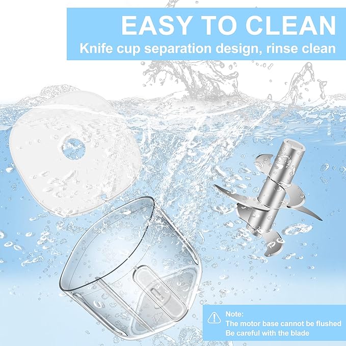 350ML Electric Garlic Chopper, Portable Mini Food Processor, USB Garlic Mincer Masher with 6 Stainless Steel Blade, Rechargeable Vegetable Chopper for Ginger, Chili, Meat, Spices