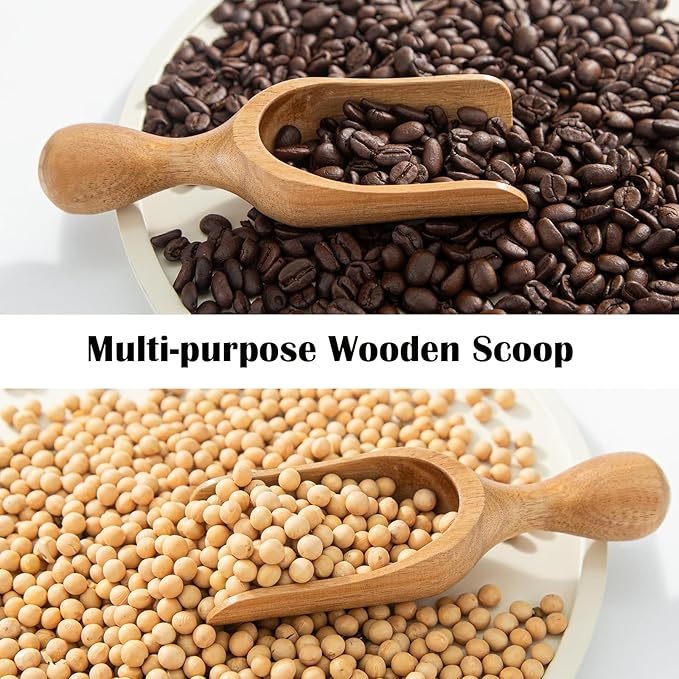 Large Coffee Scoop Shovel, 3pcs Wooden Scoop for Jars, 5.9″ Big Ground Coffee Scoop Measuring Spoons for Coffee, Tea, Powder- Multifunctional Kitchen Scoop for Bath Salts,Laundry (Acacia Wood)
