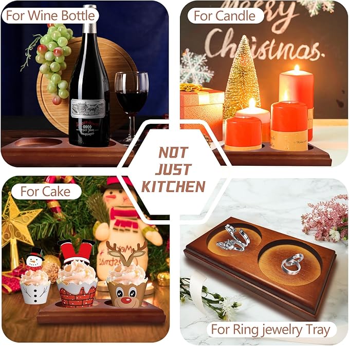 Hion Salt and Pepper Mill Tray,Oak Wood Tray, Salt & Pepper Grinder Accessories（Inner Dia 2.76 inch / 7cm）fit many Mills & Shakers