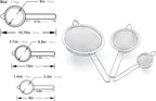Strainer Set Fine Mesh – Premium 304 Stainless Steel (18/8) – 8″, 5.5″ and 3.3″ Sturdy Kitchen Strainers (Silver)