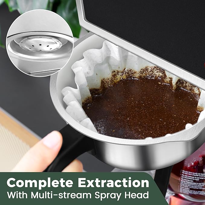 YUANHAO 12-Cup Pourover Commercial Coffee Maker Brewer with Glass Carafe and Warmers- 120V