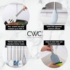 COOK WITH COLOR Silicone Cooking Utensils, Kitchen Utensil Set, Easy to Clean Silicone Kitchen Utensils, Cooking Utensils for Nonstick Cookware, Kitchen Gadgets Set, 10 Pieces, Blue and White