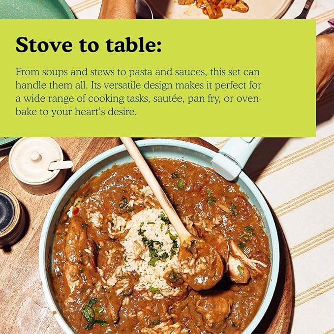 Ombré Ceramic Titanium Non-Toxic, Nonstick Cookware Set 8-Piece Modular System with Removable Handle and Magnetic Lid, Magnetic Spatula, Eco-Friendly, Oven & Dishwasher Safe (Green)