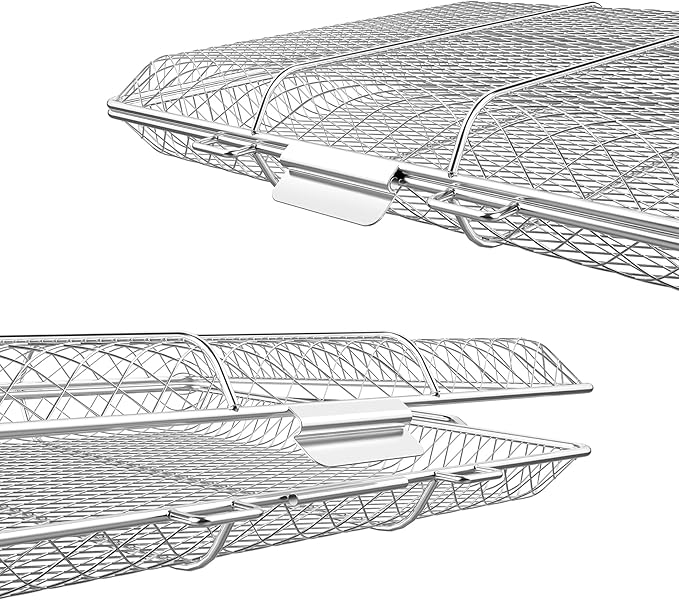 Skyflame Portable Grill Basket, Rustproof Stainless Steel Barbecue Grilling Basket for Most Outdoor Grilling Vegetables Fishes Shrimp Steak Meat Chops Kabob