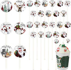 Meanplan 60pcs Christmas Swizzle Sticks Christmas Cocktail Stirrers Plastic Stir Sticks Xmas Santa Claus Snowman Decorations for Birthday Party Coffee Shop Supplies Favors Gifts(Snowman)