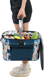 ALLCAMP Insulated Cooler Bag Portable Collapsible Picnic Basket Cooler with Sewn in Frame (Medium Graffiti Pattern)