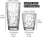 10 Oz Unbreakable Tritan Drinking Glasses Shatterproof Acrylic Glasses Drinkware BPA Free Hard Plastic Cups Reusable Kitchen Water Glasses Drinking Set of 8 (Clear)