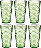 20-ounce Plastic Tumblers, Acrylic Drinking Glasses High-Balls, set of 6 Green Reusable Plastic Cups, Stackable, BPA-Free, Shatter-Proof, Dishwasher-Safe