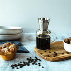 Travel Glass Pour Over Coffee maker Set 4pcs (Gray) | 18/2 Stainless Steel Filter Dripper and Lid | BPA Free Borosilicate Glass Mug | Paperless Drip Coffee Maker Pour Over For Coffee Lovers