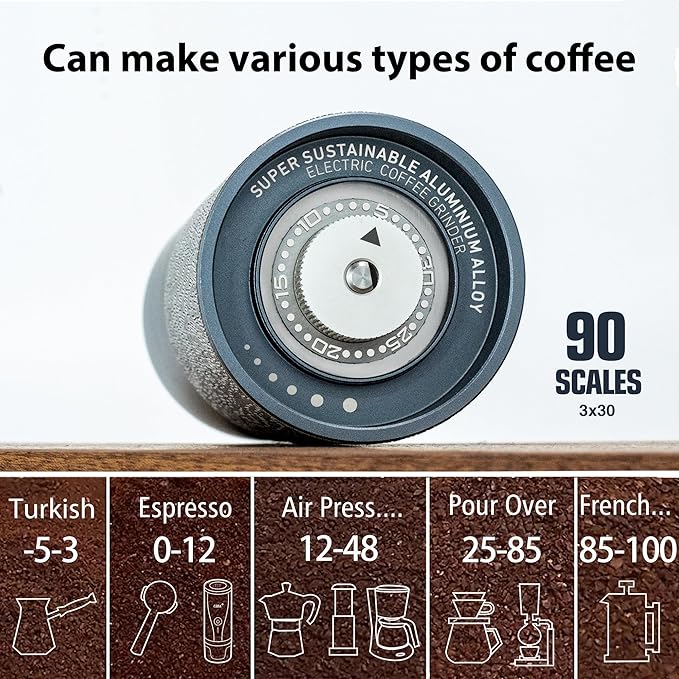CERA+ Portable Burr Coffee Grinder Electric Espresso Grinderring Machine Suitable for Travel,Camping with Bag