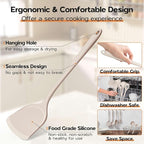 Kitchen Utensils Set, Onader Silicone Non Toxic Cooking Utensils, 6 Pcs Heat Resistant Kitchen Gadgets Set for Nonstick Cookware - Khaki