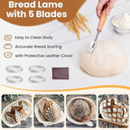 Bread Making Tools with Danish Dough Whisk Set, Sourdough Bread Scoring Tool & Baking Supplies - Bread Lame, Silicone Baking Sling, Bread Bag & More, Bread Baking Supplies