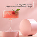 JoyJolt Elle Fluted 10oz Coupe Glass Set of 2, Unique Champagne Glasses for Cocktails and Martinis, Ribbed Vintage Style Drinking Glasses