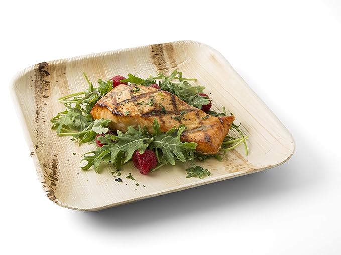 Disposable Palm Leaf 6" Square Plates (200 pieces) Bamboo Like Serving Platters, Disposable Boards, Eco-Friendly Dinnerware For Weddings, Catering, Events