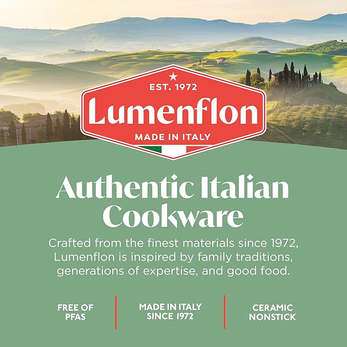 Rigoletto 9.5” Nonstick Frying Pan Skillet, Made in Italy, Vesuvio Layered Ceramic PFAS-Free Surface, Induction Ready, Dishwasher & Metal Utensil Safe, Granite Finish, Stay-Cool Handle,Black