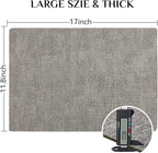 Softalker Vinyl Placemats Set of 6 - Faux Leather Heat Resistant Place Mats, 100% Waterproof Oilproof Wipe Clean Table Mats for Indoor & Outdoor Use, 17’’×12’’, Light Grey