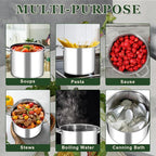 Leonyo 14 Quart Stock Pot with Lid, Stainless Steel StockPot with Lid, Tri-ply Bottom Induction Cooking Pot for Cooking, All Stove Compatible Up to 600℉ Soup Pot for Canning, Boiling, Simmer