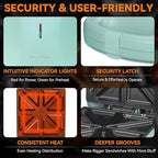 Baker’s Friend Breakfast Sandwich Maker, 4 Slices of Panini Grill Press Sandwich Maker, Electric Sandwich Maker with Indicator Light, Grill Cheese & Egg Muffin Sandwich Maker, Aqua