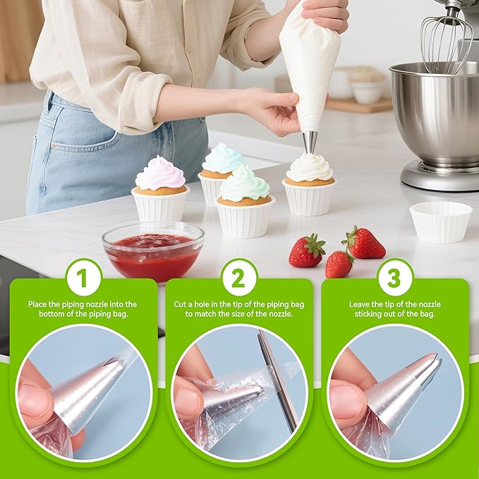 9PCS Large Piping Tips Set, Stainless Steel Cake Decorating Tips, Pastry Cake Decorating Tips Baking Tools for Baking Cupcakes, Cake Decorating