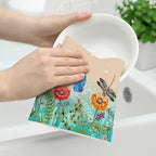 Dragonfly Floral Kitchen Towel Decorative Set of 2 Soft Absorbent Hand Towels Spring Summer Kitchen Decor Bloom Flowers Tea Towels Farmhouse Dish Towels for Kitchen Drying Bathroom Home Decor