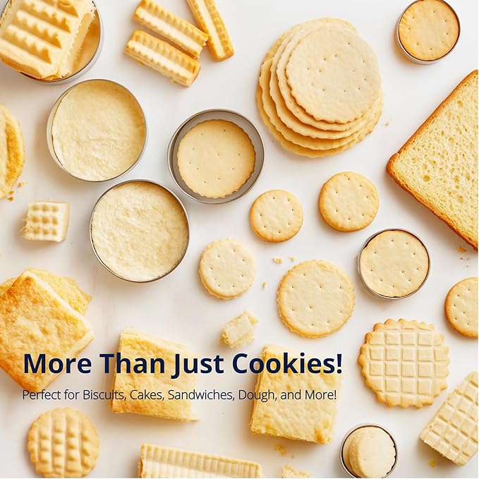 DOCZEN 6 PCS Round Cookie Cutter Set (2, 3, 3.5, 4, 5, 6 Inch) - Biscuit Cutters For Baking - Large Circle Cookie Cutters Variety Pack, Metal Stainless Steel, 6 Pack