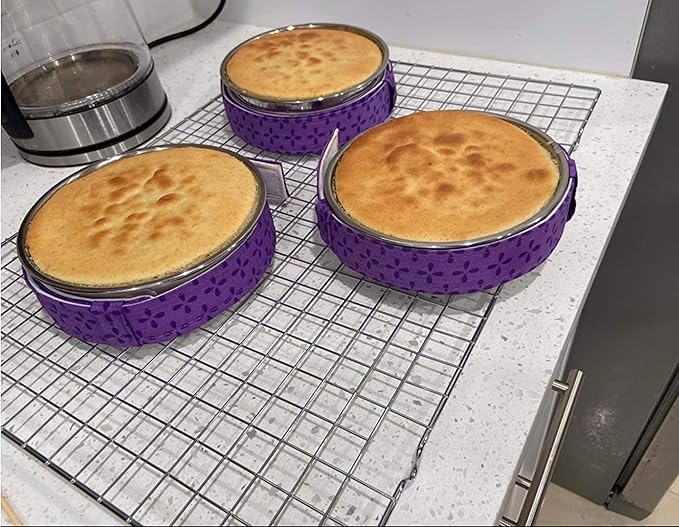 4-Piece Bake Even Strips, Super Absorbent Thick Cake Pan Dampen Strips, Keeps Cakes More Level and Prevents Crowning With Cleaner Edges