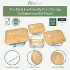 Glass Food Storage Containers with Bamboo Lids (4 Pack) - 100% Plastic Free, Eco-Friendly, Oven, Microwave Safe Meal Prep Container Set - Bamboo Lid Storage Container, Glass Lunch Containers