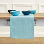 Solino Home Linen Aqua Blue Table Runner 72 Inches Long - 100% Pure Linen Dining Table Runner 14 x 72 Inch for Summer - Fete