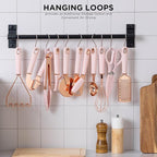 COOK WITH COLOR Kitchen Gadget Set Copper Plated Stainless Steel Utensils with Soft Touch Handles, Copper Pink, 10 Pieces