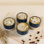 Ceramic Espresso Cups Set of 4, Double Walled Espresso Coffee Mugs for Nespresso Cups, Special glazed Demitasse Cups Coffee Cup for Machine (Blue)