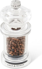 Cole & Mason 675 Refillable Spice Mill - Kitchen & Home Accessory - Salt & Pepper Grinder Set - Salt & Peppercorn Included - Acrylic - Salt & Pepper Set 4.5"