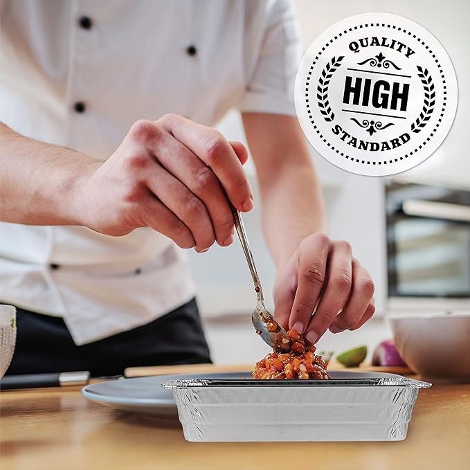 PLASTICPRO Disposable 2 LB Aluminum Takeout Tin Foil Baking Pans 6'' X 8'' X 2'' Inch Bakeware - Cookware Perfect for Baking Cakes,Brownies,Bread, Meatloaf, Lasagna, or Lunchbox, Pack of 50