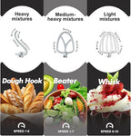 Kitchen in the box Stand Mixer, 4.5QT+5QT Two bowls Electric Food Mixer, 10 Speeds 3-IN-1 Kitchen Mixer for Daily Use with Egg Whisk,Dough Hook,Flat Beater (Onyx Black, 5QT)