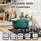 Zulay Kitchen 5 Quart Enameled Cast Iron Dutch Oven with Lid,Silicone Trivet & Heat Pad – Premium Durability & Oven Safe up to 500°F – Heavy Duty Cookware Perfect for Bread Baking, Stews, Braising & Roasting – Emerald