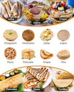 18.5" Ethiopian Injera Maker Mitad (Mogogo) Electric Griddle Adjustable Temperature & Time, Non-Stick Surface, Even Heating, Maker Norwegian Lefse, Swedish Pancake, Indian Dosa & Flatbreads