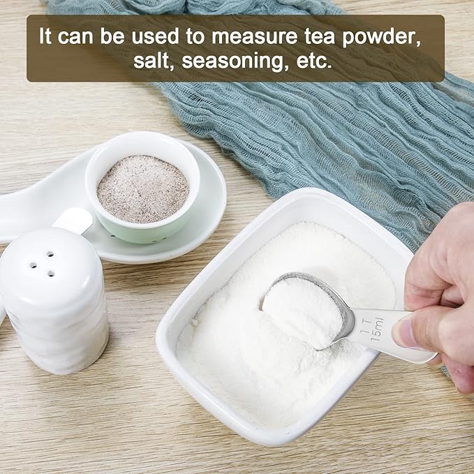 Stainless steel coffee scoop 2-piece set (1 tbsp, 2 tbsp) durable Tablespoon, ergonomic measuring spoon, Suitable for small and large jars，short-handled spoon (Silver)