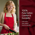 Unisex Apron with Pockets for Cooking, Salon & Art - 100% Cotton Adult Kitchen, Chef, Stylist Apron