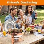 2-Pack Round Chafing Dishes for Buffet, 5QT Stainless Steel Buffet Chafing Set for Catering, Parties & Events-Rose Gold